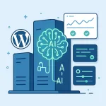 Tablero de administración de VPS impulsado por IA que muestra herramientas automatizadas de supervisión de alojamiento de WordPress y optimización de servidores para principiantes en 2025.