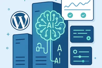 AI-powered VPS management dashboard showing automated WordPress hosting monitoring and server optimization tools for beginners in 2025