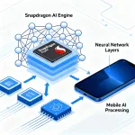 Neural network visualization highlighting Snapdragon AI capabilities