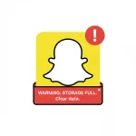 Snapchat app showing storage limit exceeded warning notification with upgrade prompt