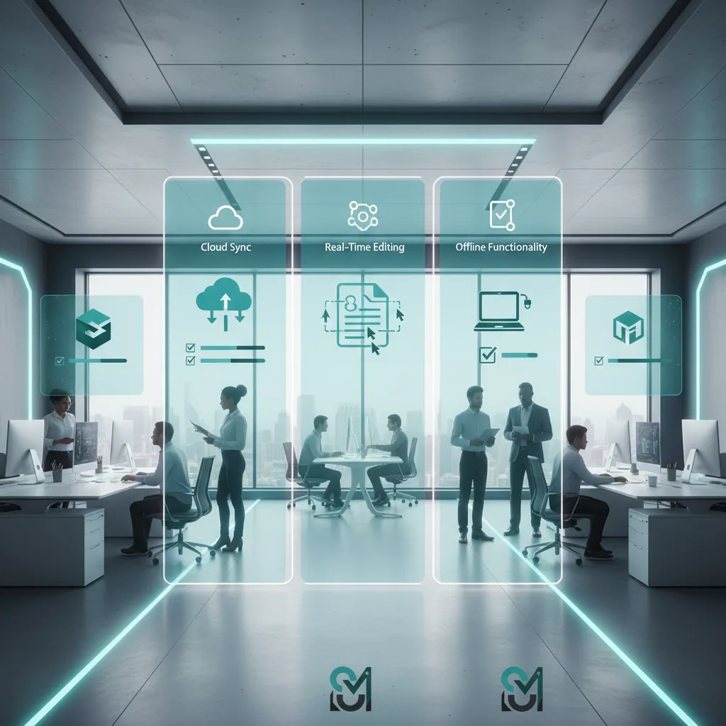 Feature comparison matrix for Microsoft 365 alternatives showing real-time collaboration capabilities, offline editing support, cloud storage options, email integration, mobile application availability, and AI-powered assistant tools across leading office productivity platforms