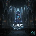 Gothic PlayStation game character with cloaked figure holding firearm in eerie nighttime setting, featuring Graham Miranda logo watermark