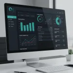 Professional ERP dashboard showing real-time business analytics and financial metrics for small business management