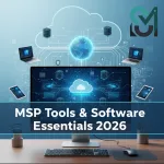 MSP tools software dashboard showing cloud infrastructure monitoring, network connections and IT management platform for small business 2026