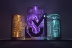 Three glowing monoliths representing Kimi K3, Qwen3.8-Max and GLM-5.2 open-weight AI models compared side by side