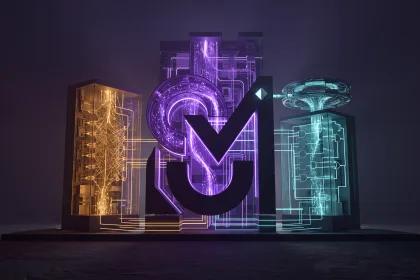 Three glowing monoliths representing Kimi K3, Qwen3.8-Max and GLM-5.2 open-weight AI models compared side by side