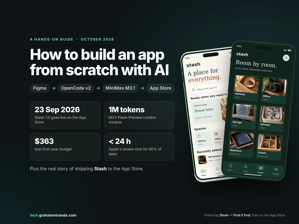 How to Build an App From Scratch With AI in 2026: Figma, OpenCode v2, MiniMax M3.1 and the Story of Stash